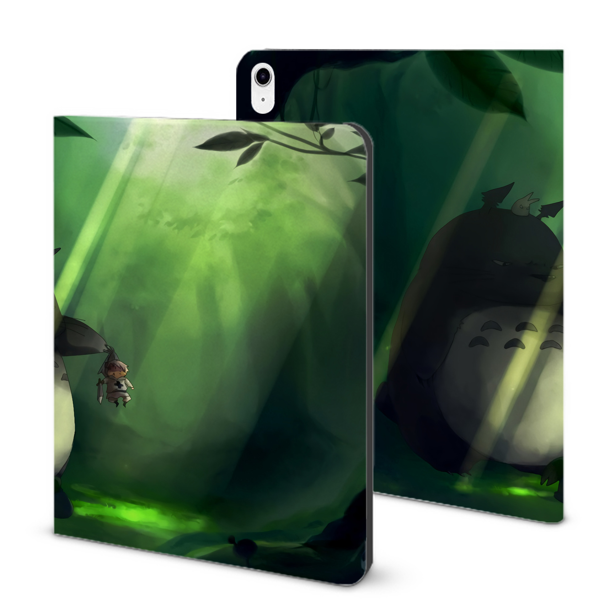 （画像用） となりのトトロ 草壁メイ 草壁サツキ My Neighbor Totoro Satsuki Kusakabe Mei Kusakabe IPad ケース ブック型 PUレザー TPU 耐衝撃 軽量 薄型 ペン収納なし 全面保護 IPad 各モデル対応